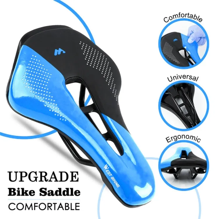 WEST BIKING Cycling Seat Hollow Breathable Comfortable Saddle Riding Equipment(Black Blue)