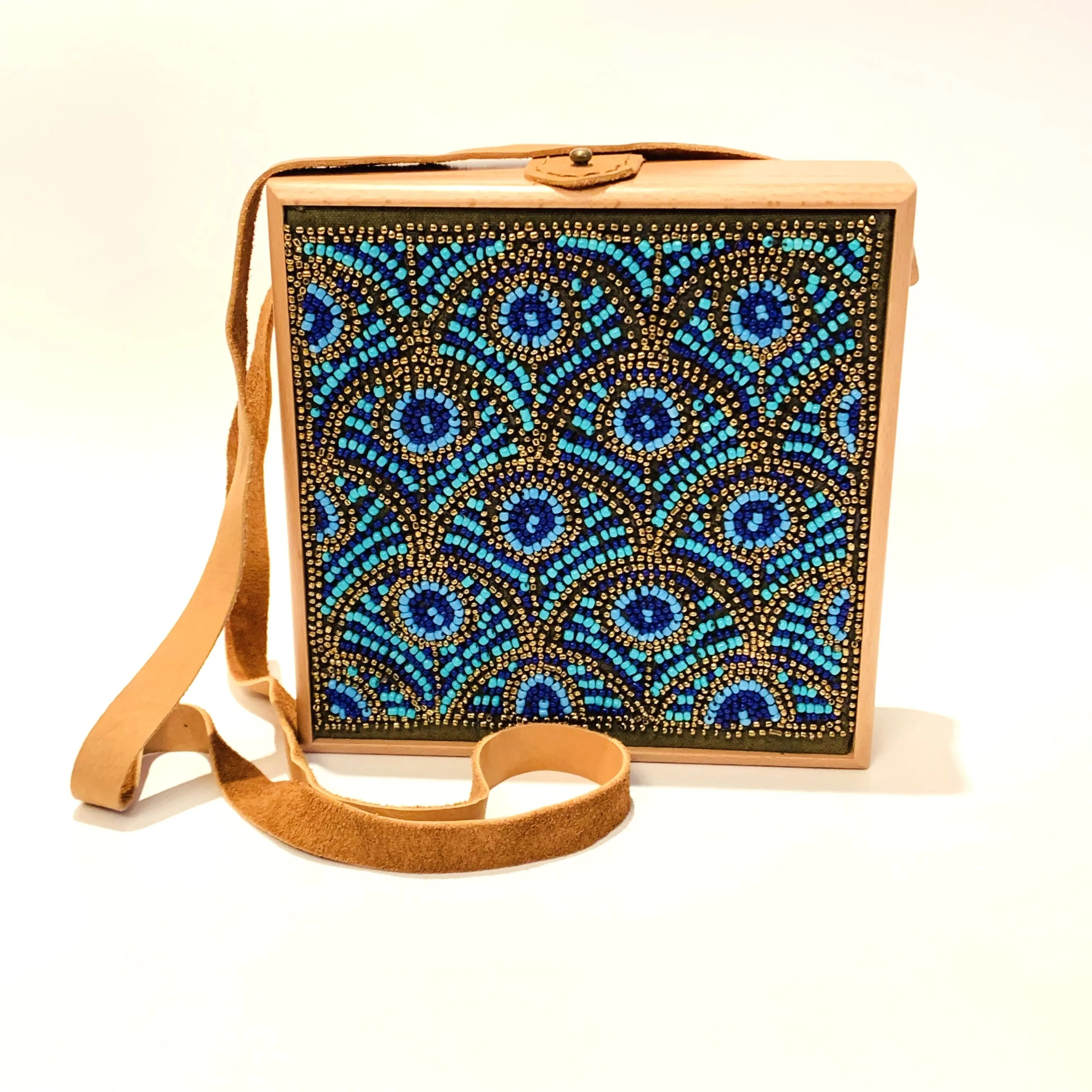 Wood Clutch with French Loom Beads