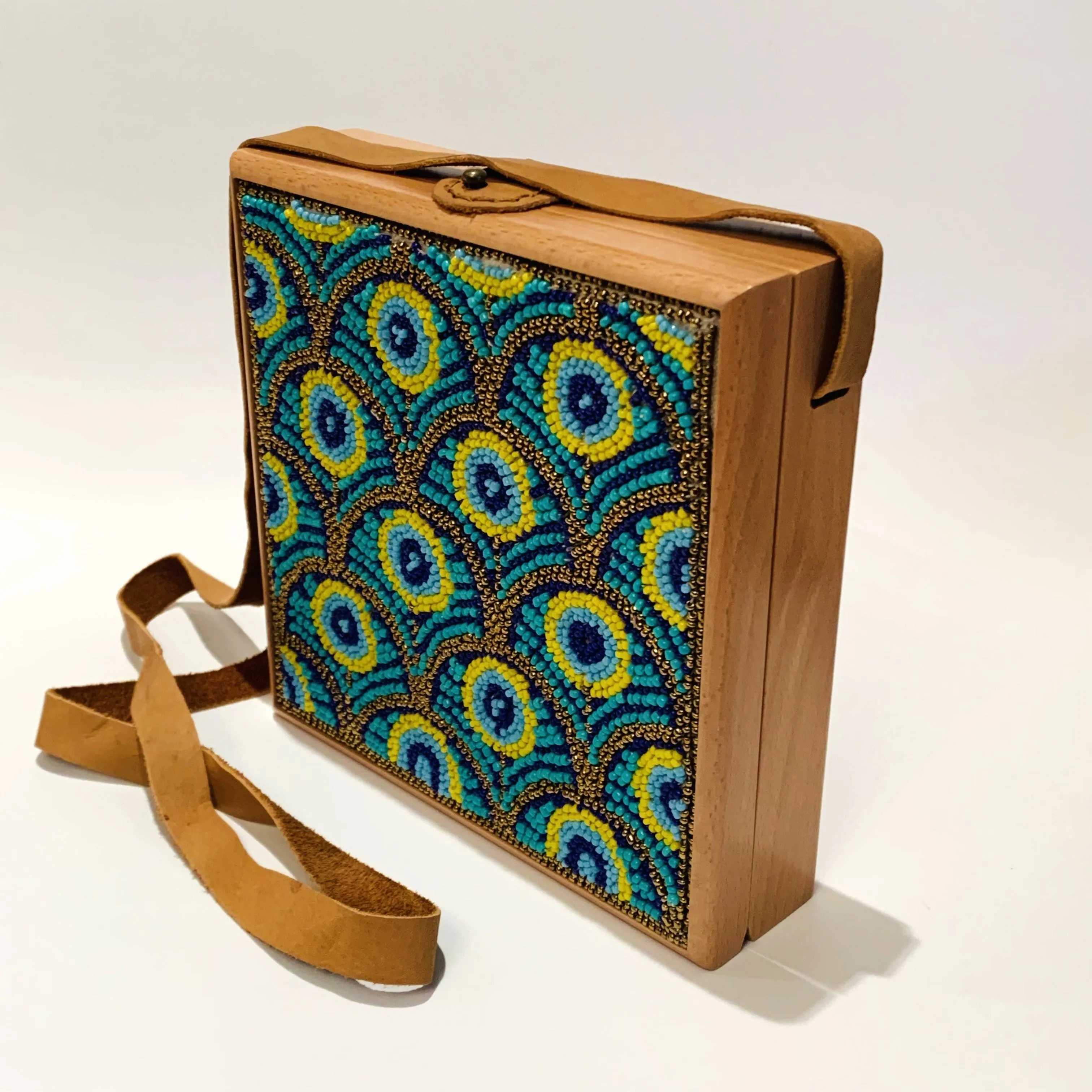 Wood Clutch with French Loom Beads